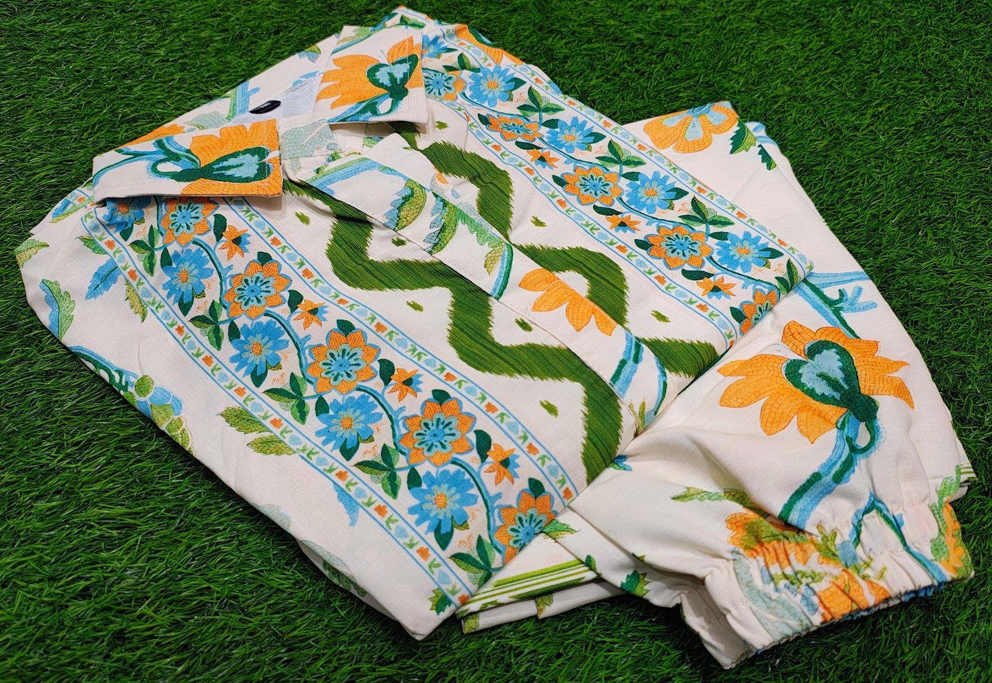 Bannisaa Sunshine Meadow Muslin Printed Co-ord Set - Fresh Green & Yellow Ensemble