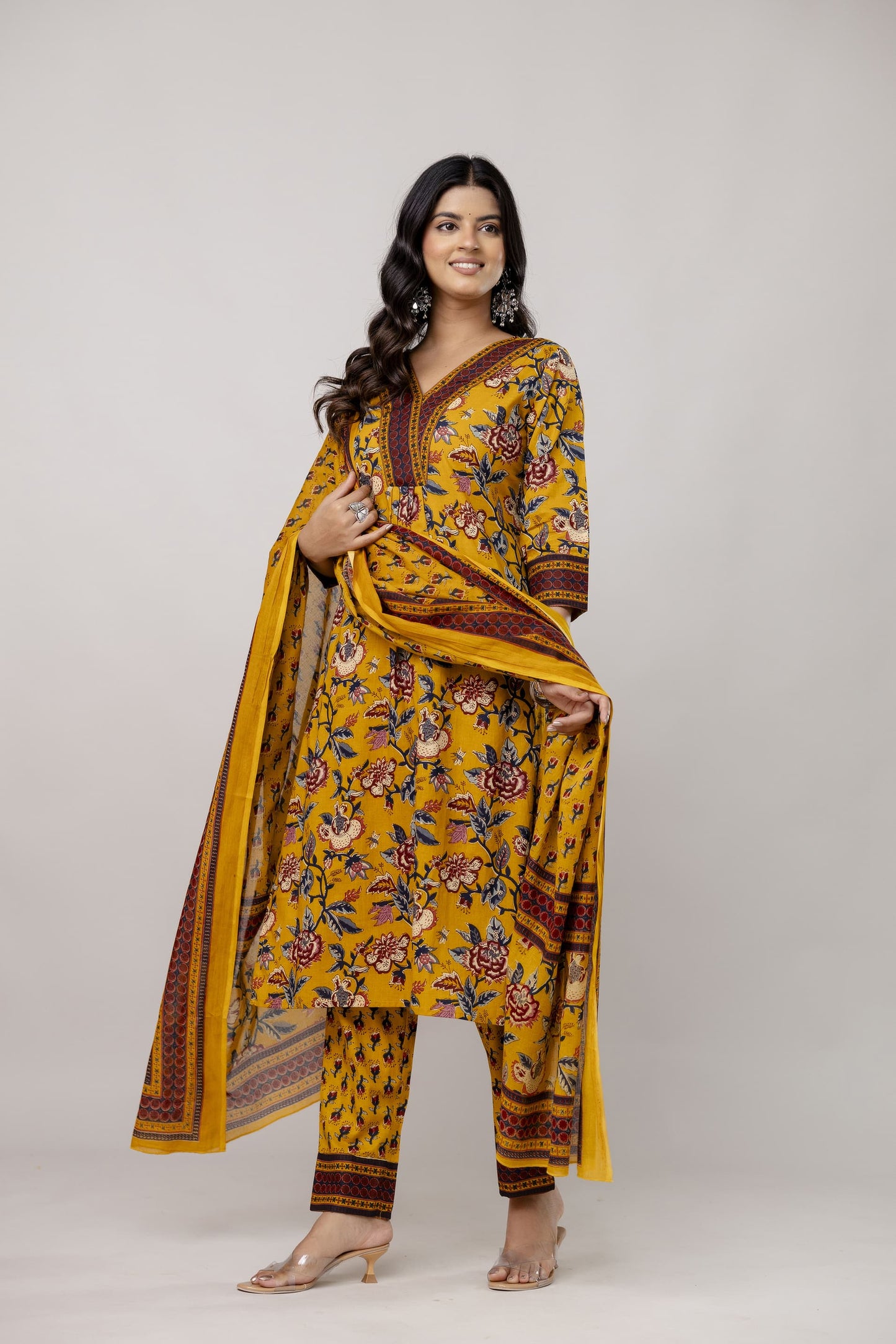 Bannisaa Mustard Yellow Ethnic 3 piece Kurta Set with Dupatta