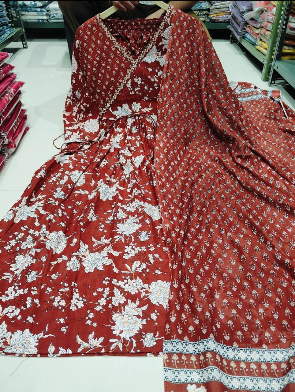 Bannisaa Angrakha Sanganeri print 3-Piece Kurta Set