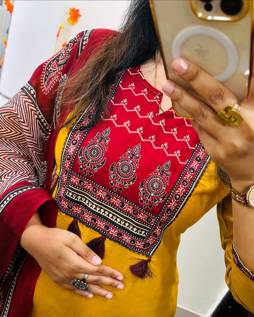 Bannisaa Classic Salwar Suit with Ajrakh Print Dupatta - Traditional Comfort Wear (3 piece suit)