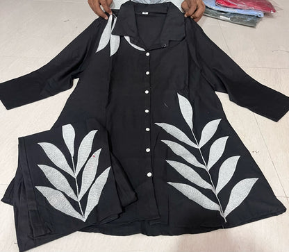 Bannisaa Contemporary Leaf Print Co-ord Collection - Modern Botanical in Four Classic Colors