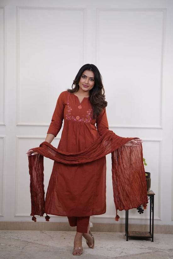 Bannisaa Embroidered Anarkali Kurta Set with Dupatta (3 piece suit)