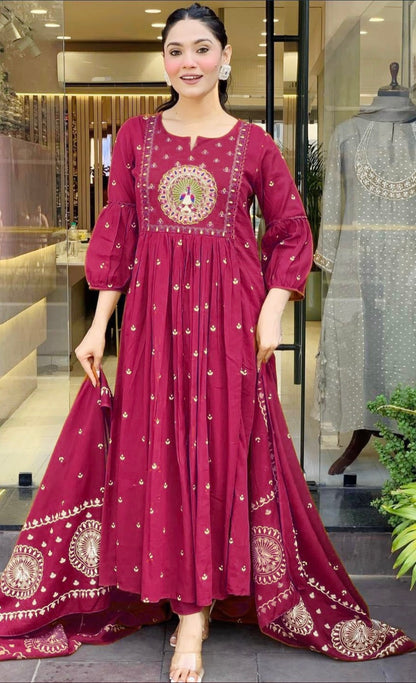Bannisaa Magenta Gota Work Anarkali Set
