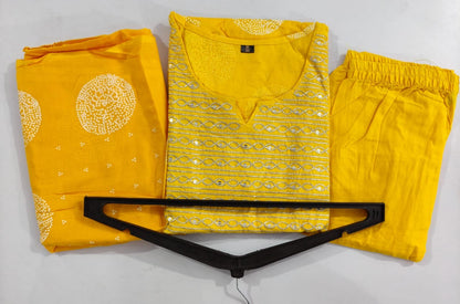 Bannisaa Golden Sunshine Fully Flaird Anarkali 3-Piece Kurta Set