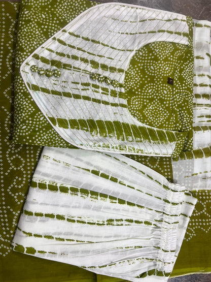 Bannisaa Lavender Bliss Pure Cotton 3-Piece Anarkali Suit Set with Dupatta