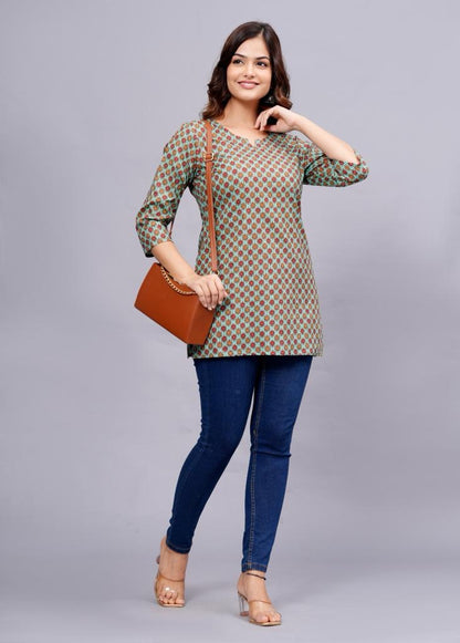 Bannisaa Geometric Print Casual Tunic Short Kurti