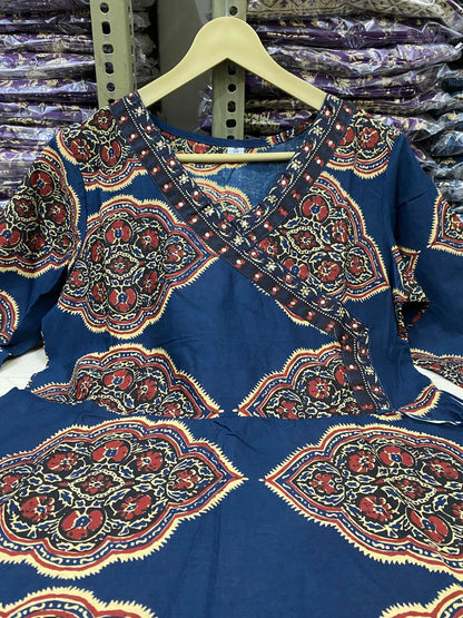 Bannisaa Ajrakh Print Straight Kurta Set with Dupatta (3 piece suit)