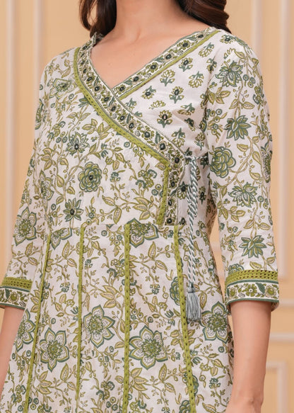 Bannisaa Printed Angrakha Kurta Set with Dupatta (3 piece suit)