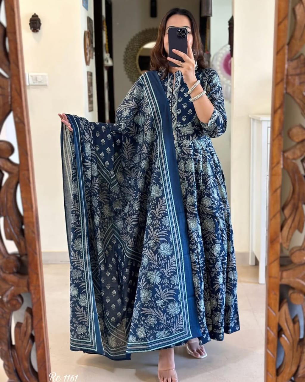 Bannisaa Heritage Mustard Ajrakh Print Anarkali Set - Traditional Block Print with Contemporary Silhouette