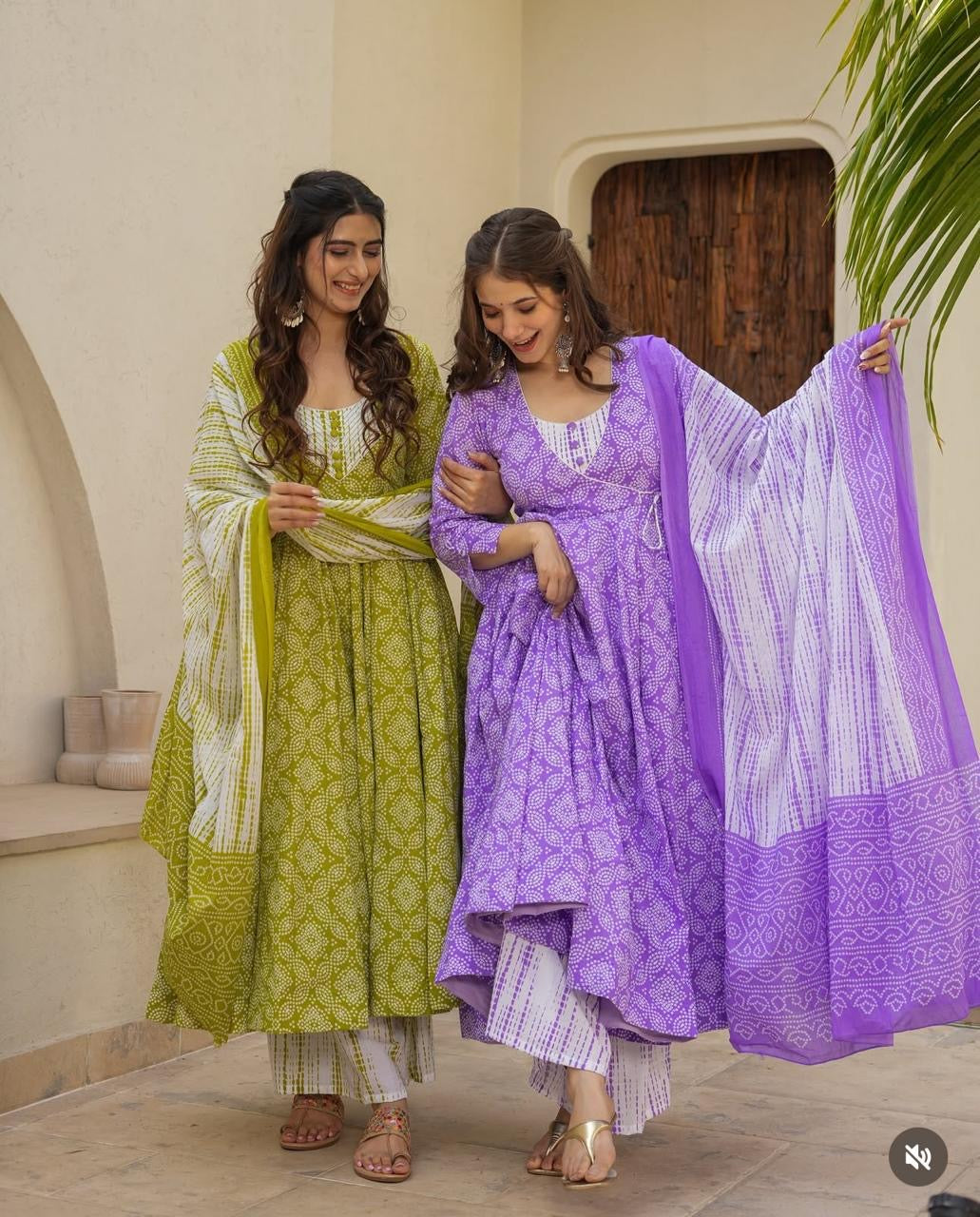 Bannisaa Lavender Bliss Pure Cotton 3-Piece Anarkali Suit Set with Dupatta