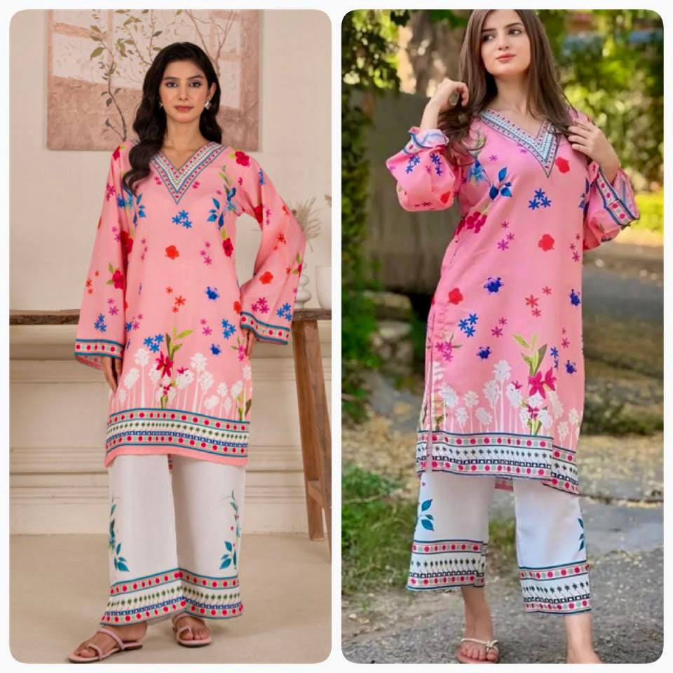 Bannisaa Pink Floral Printed Co-ord Kurta Set
