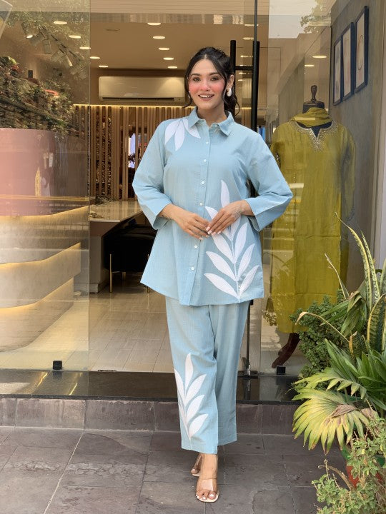 Bannisaa Contemporary Leaf Print Co-ord Collection - Modern Botanical in Four Classic Colors