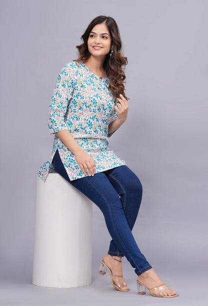 Bannisaa Floral Print Casual Short Kurti