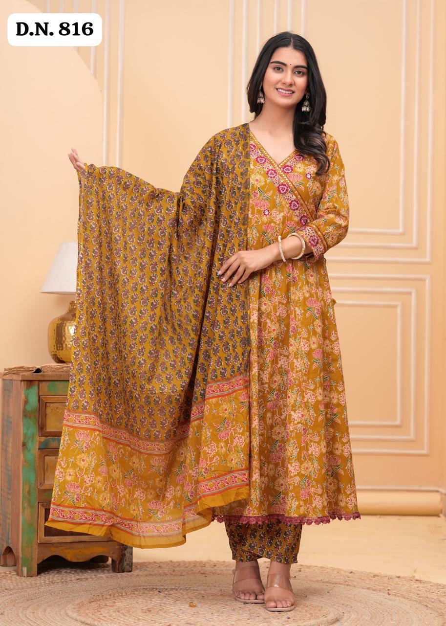 Bannisaa Navy Floral Paradise Sharara Set - Vintage Botanical with Pom-Pom Details