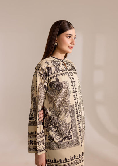 Bannisaa Heritage Noir Muslin Printed Co-ord Set - Classic Black & Beige Ensemble