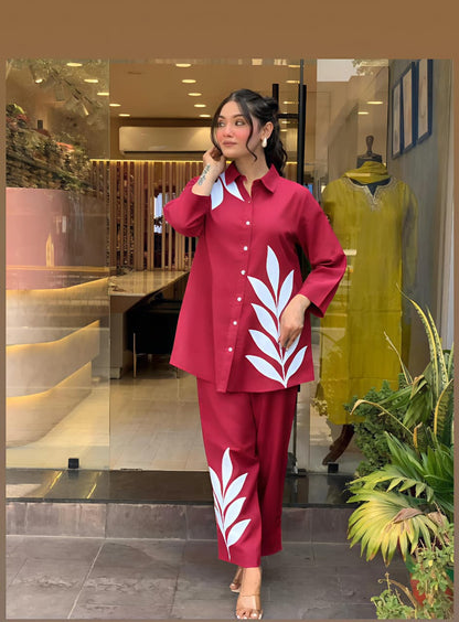 Bannisaa Contemporary Leaf Print Co-ord Collection - Modern Botanical in Four Classic Colors