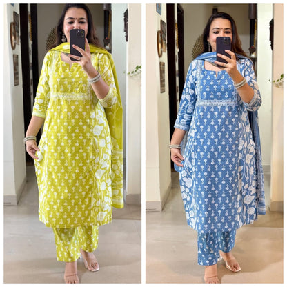 Bannisaa Vibrant Block Print Kurta Set Collection - Traditional Mogul Motif with Contemporary Styling