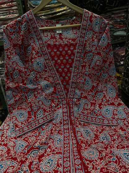 Bannisaa Heritage Mustard Ajrakh Print Anarkali Set - Traditional Block Print with Contemporary Silhouette