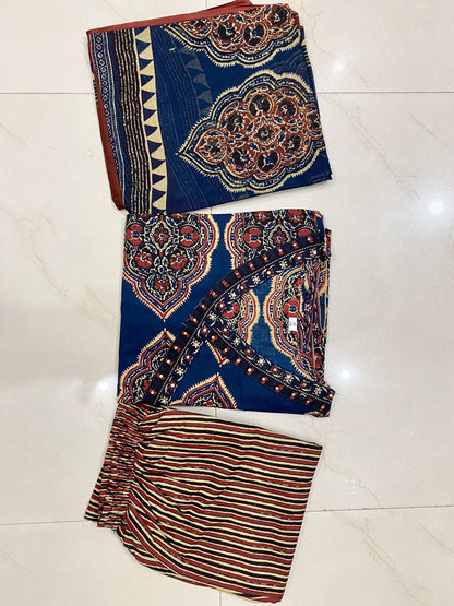 Bannisaa Ajrakh Print Straight Kurta Set with Dupatta (3 piece suit)