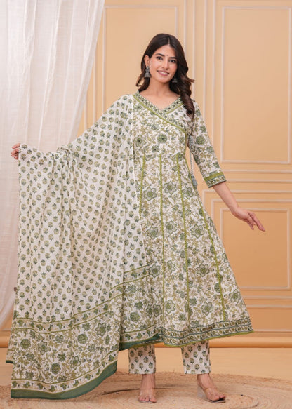 Bannisaa Printed Angrakha Kurta Set with Dupatta (3 piece suit)