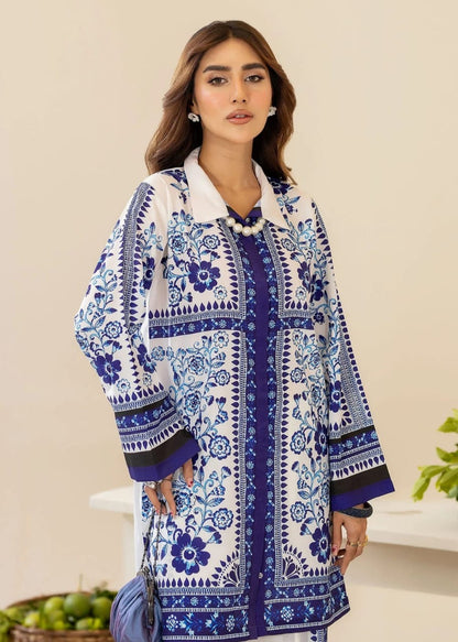 Bannisaa Azure Bloom Muslin Printed Co-ord Set - Classic Blue & White Ensemble
