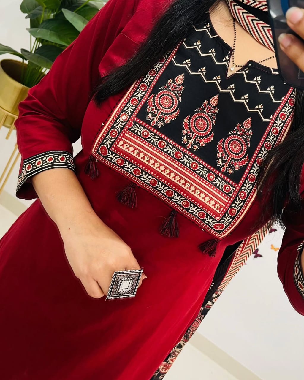 Bannisaa Classic Salwar Suit with Ajrakh Print Dupatta - Traditional Comfort Wear (3 piece suit)