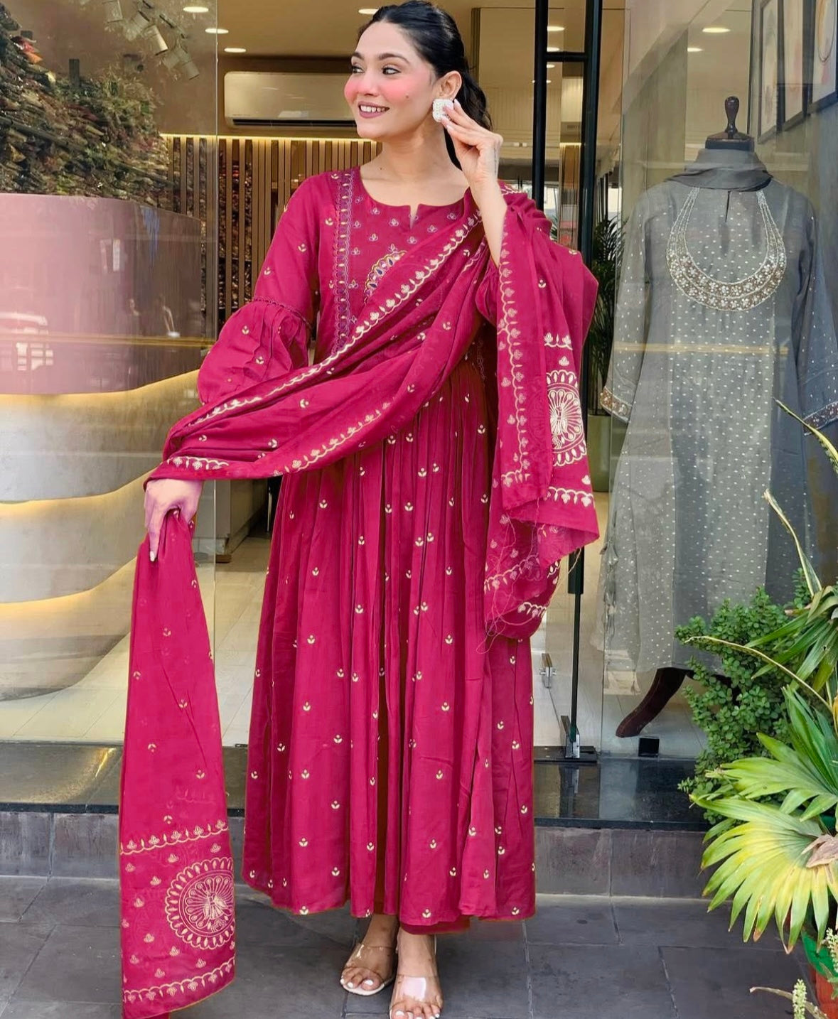 Bannisaa Magenta Gota Work Anarkali Set