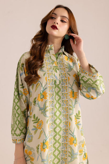 Bannisaa Sunshine Meadow Muslin Printed Co-ord Set - Fresh Green & Yellow Ensemble