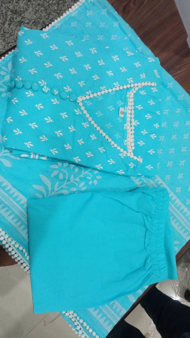 Bannisaa Sky Blue Floral Anarkali Dress - Ethereal Blooms with Flowing Silhouette