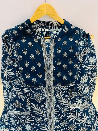 Bannisaa Heritage Mustard Ajrakh Print Anarkali Set - Traditional Block Print with Contemporary Silhouette