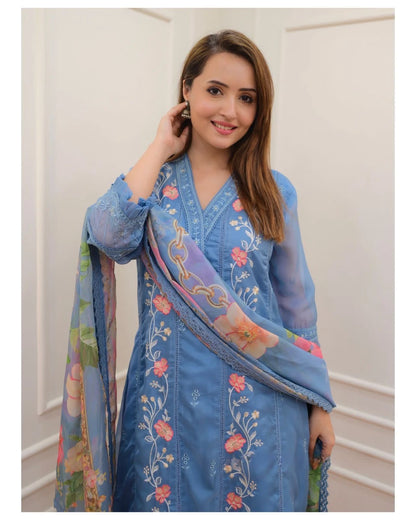 Bannisaa Designer Embroidered Floral Kurta Set with Dupatta (3 piece suit)