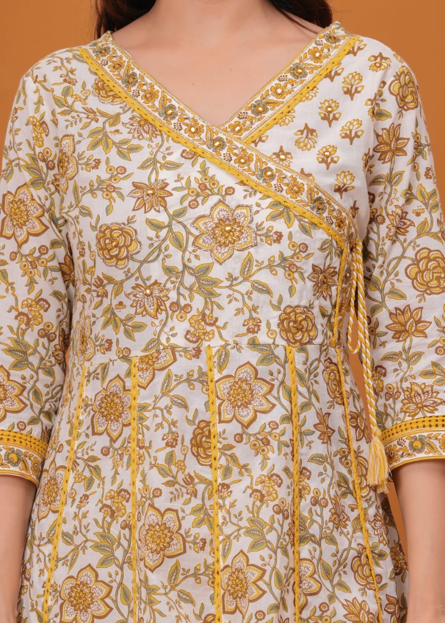 Bannisaa Printed Angrakha Kurta Set with Dupatta (3 piece suit)