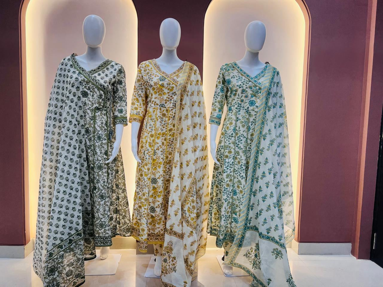 Bannisaa Printed Angrakha Kurta Set with Dupatta (3 piece suit)