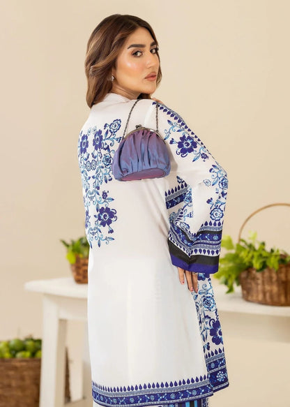 Bannisaa Azure Bloom Muslin Printed Co-ord Set - Classic Blue & White Ensemble