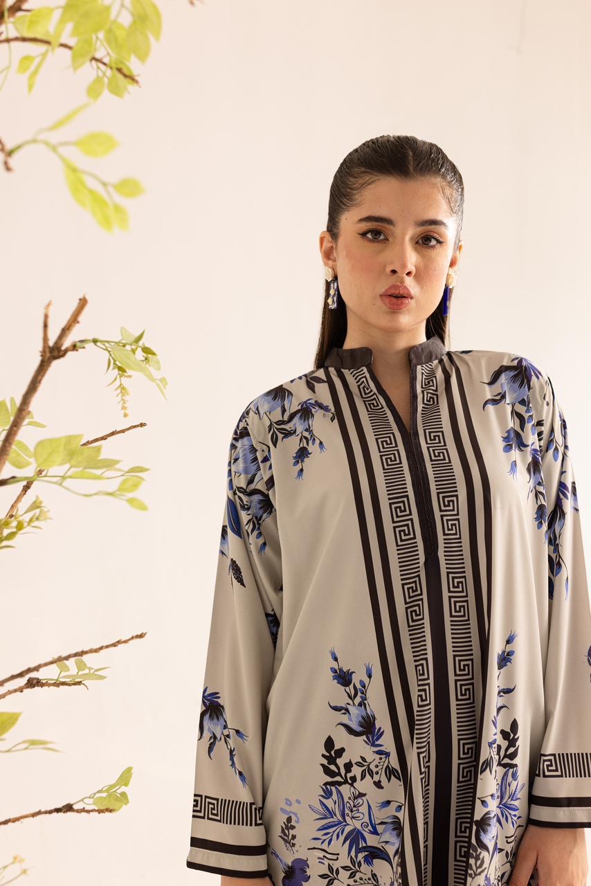 Bannisaa Grecian Garden Muslin Printed Co-ord Set - Ivory & Lavender Ensemble