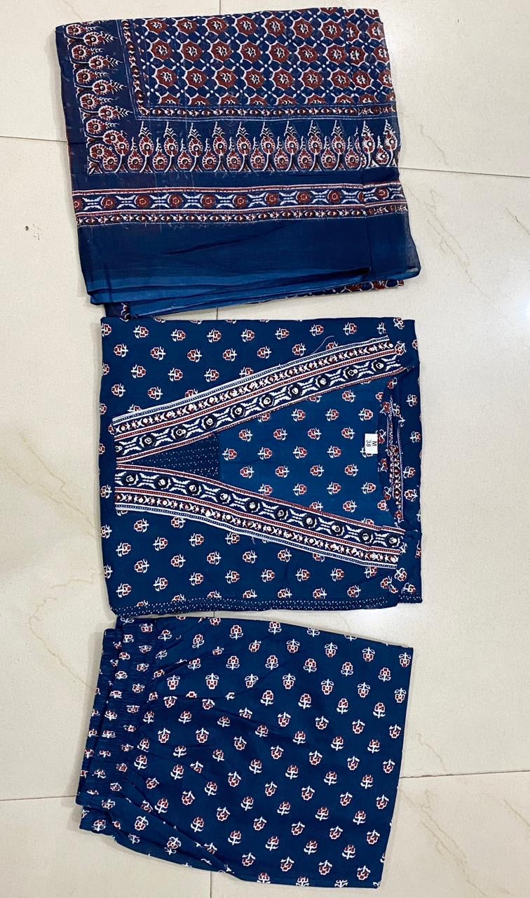 Bannisaa Block Print Palazzo Kurta Set with Dupatta (3 piece suit)