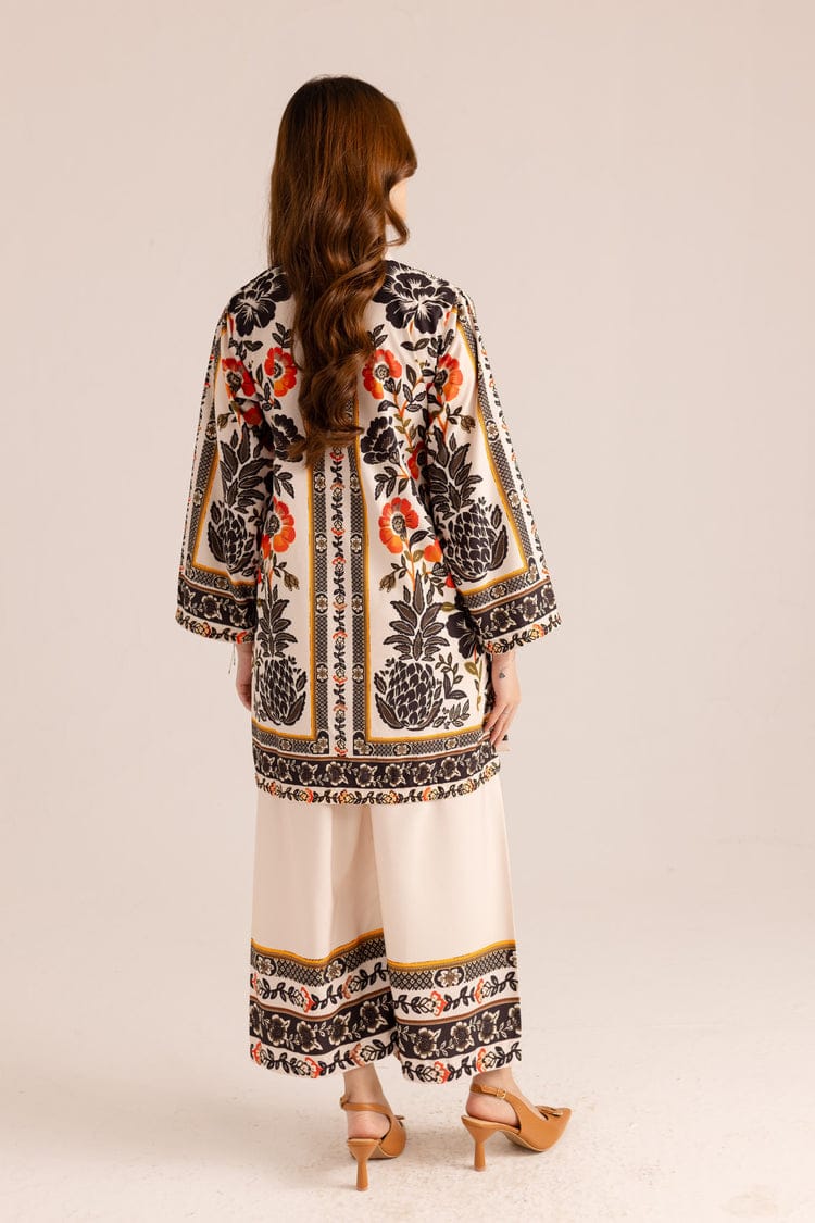 Bannisaa Monochrome Rose Muslin Printed Co-ord Set - Classic Black & Ivory Ensemble