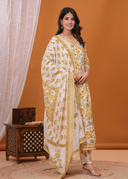 Bannisaa Printed Angrakha Kurta Set with Dupatta (3 piece suit)