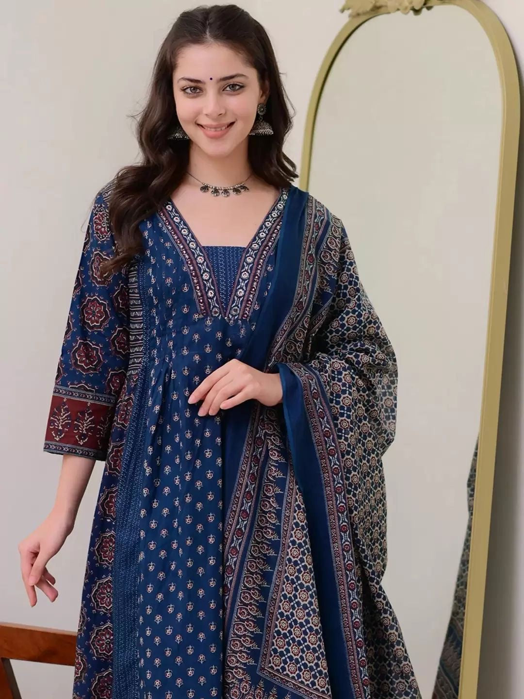 Bannisaa Block Print Palazzo Kurta Set with Dupatta (3 piece suit)