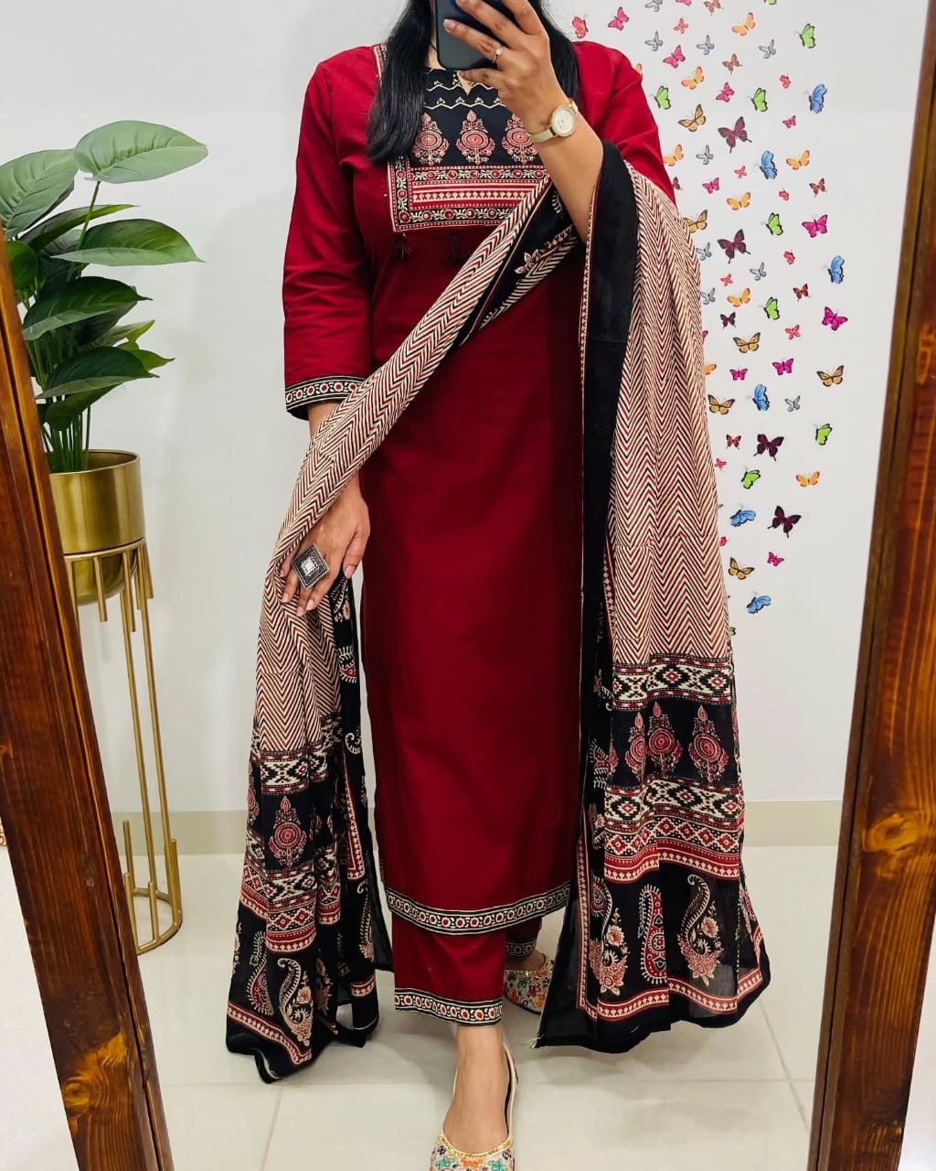 Bannisaa Classic Salwar Suit with Ajrakh Print Dupatta - Traditional Comfort Wear (3 piece suit)