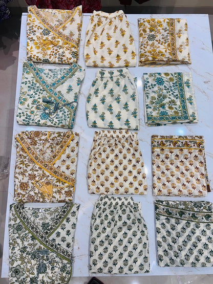 Bannisaa Printed Angrakha Kurta Set with Dupatta (3 piece suit)