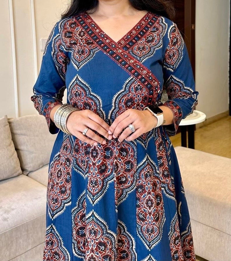 Bannisaa Ajrakh Print Straight Kurta Set with Dupatta (3 piece suit)