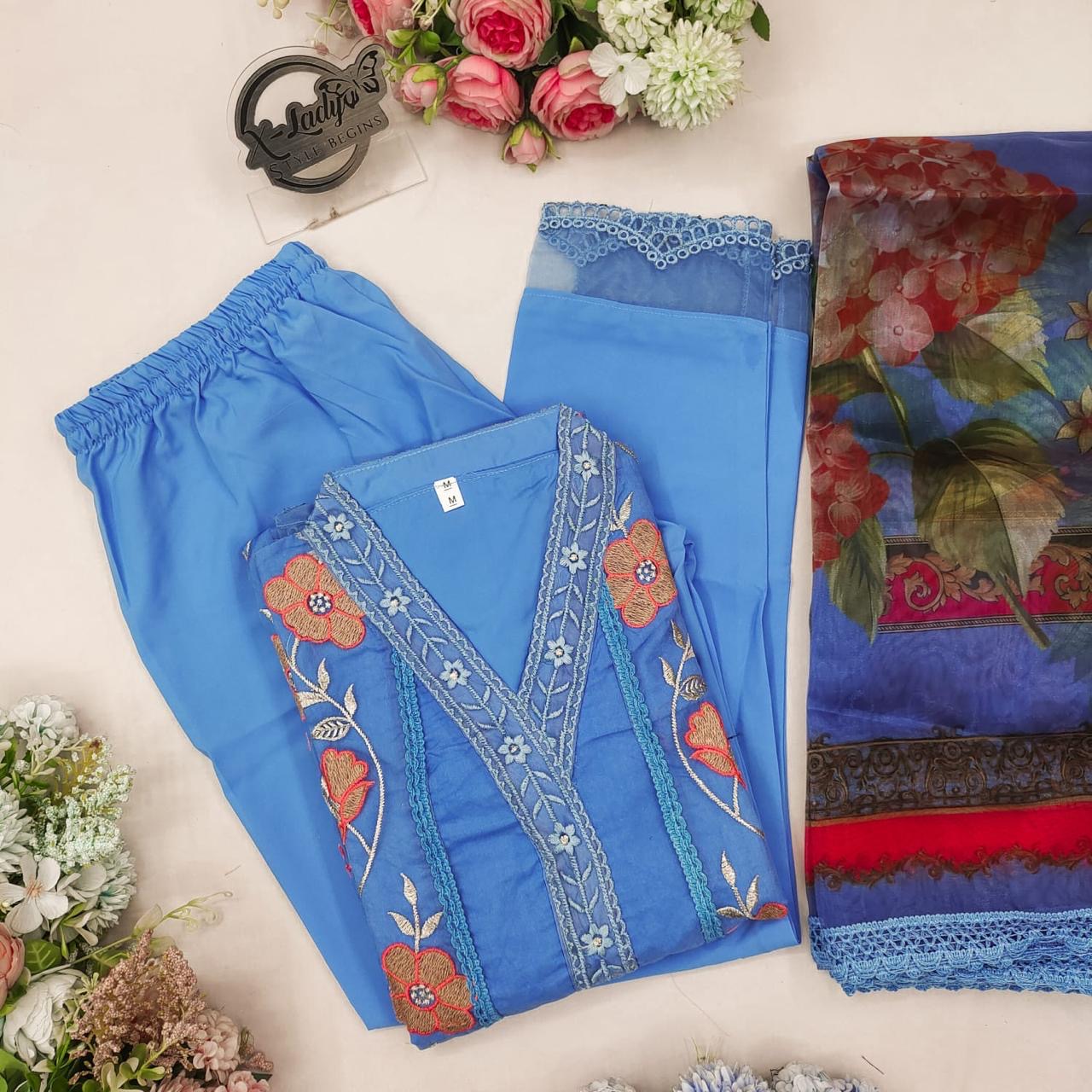 Bannisaa Designer Embroidered Floral Kurta Set with Dupatta (3 piece suit)