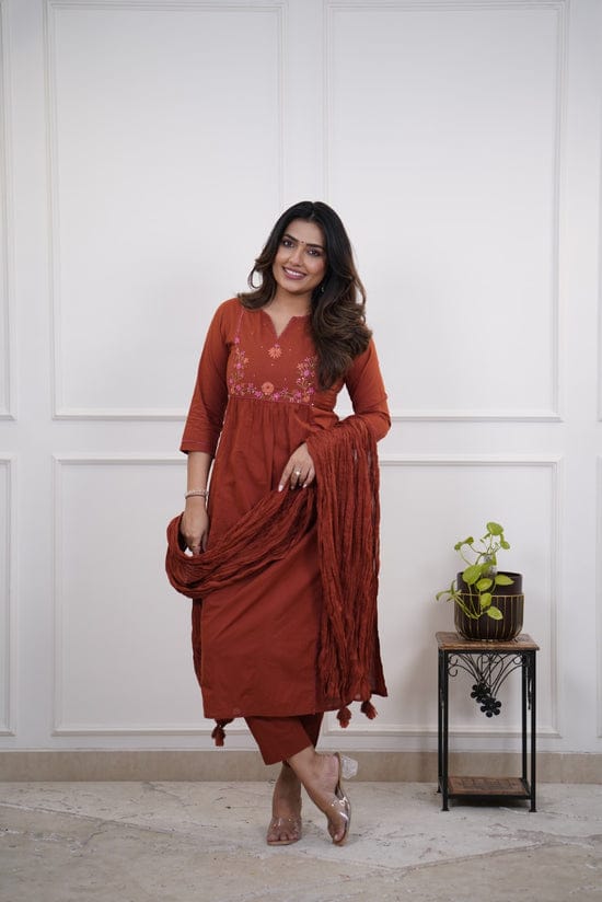 Bannisaa Embroidered Anarkali Kurta Set with Dupatta (3 piece suit)