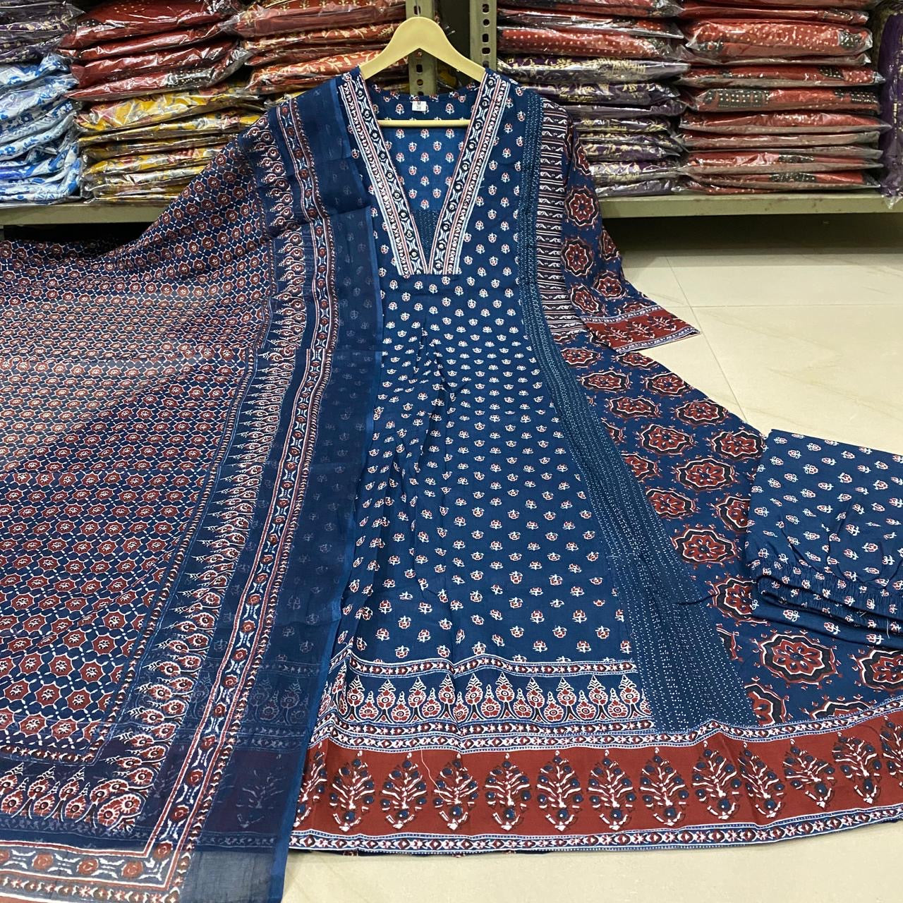 Bannisaa Block Print Palazzo Kurta Set with Dupatta (3 piece suit)