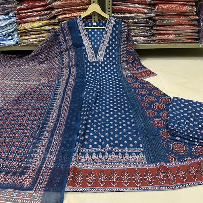 Bannisaa Block Print Palazzo Kurta Set with Dupatta (3 piece suit)