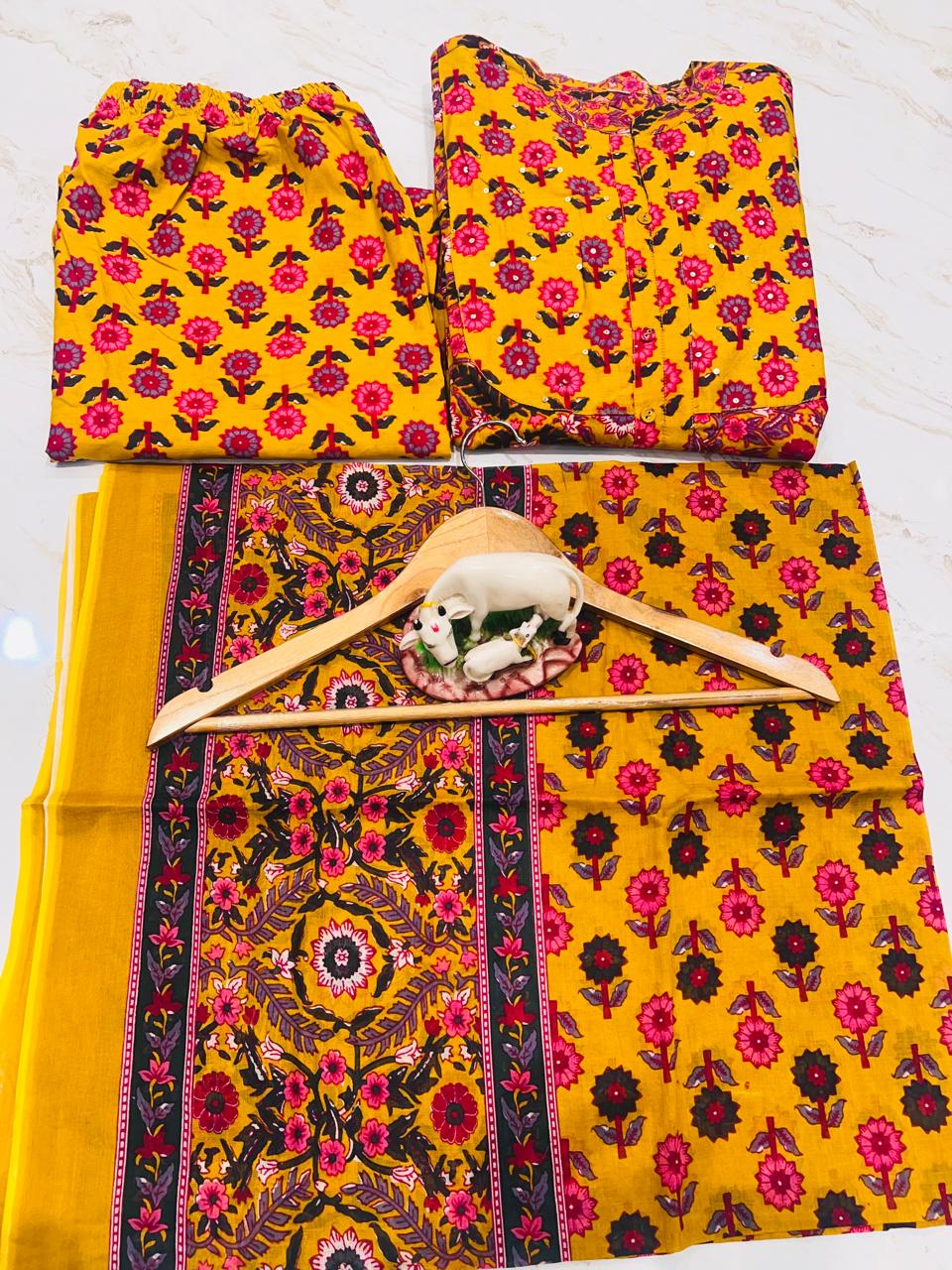 Bannisaa Heritage Mustard Ajrakh Print Anarkali Set - Traditional Block Print with Contemporary Silhouette