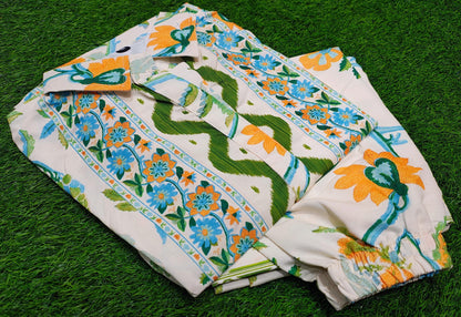 Bannisaa Sunshine Meadow Muslin Printed Co-ord Set - Fresh Green & Yellow Ensemble