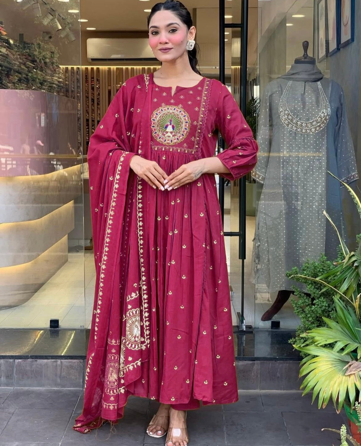 Bannisaa Magenta Gota Work Anarkali Set