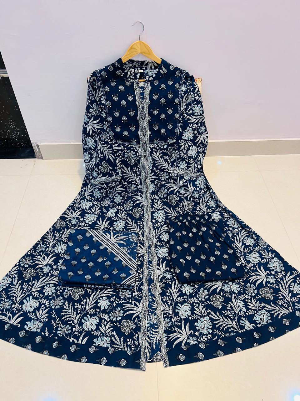 Bannisaa Heritage Mustard Ajrakh Print Anarkali Set - Traditional Block Print with Contemporary Silhouette